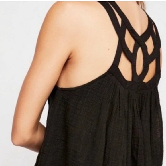 Free People One Black Cut Out Tank Strappy Size XS A-Line - Picture 5 of 5